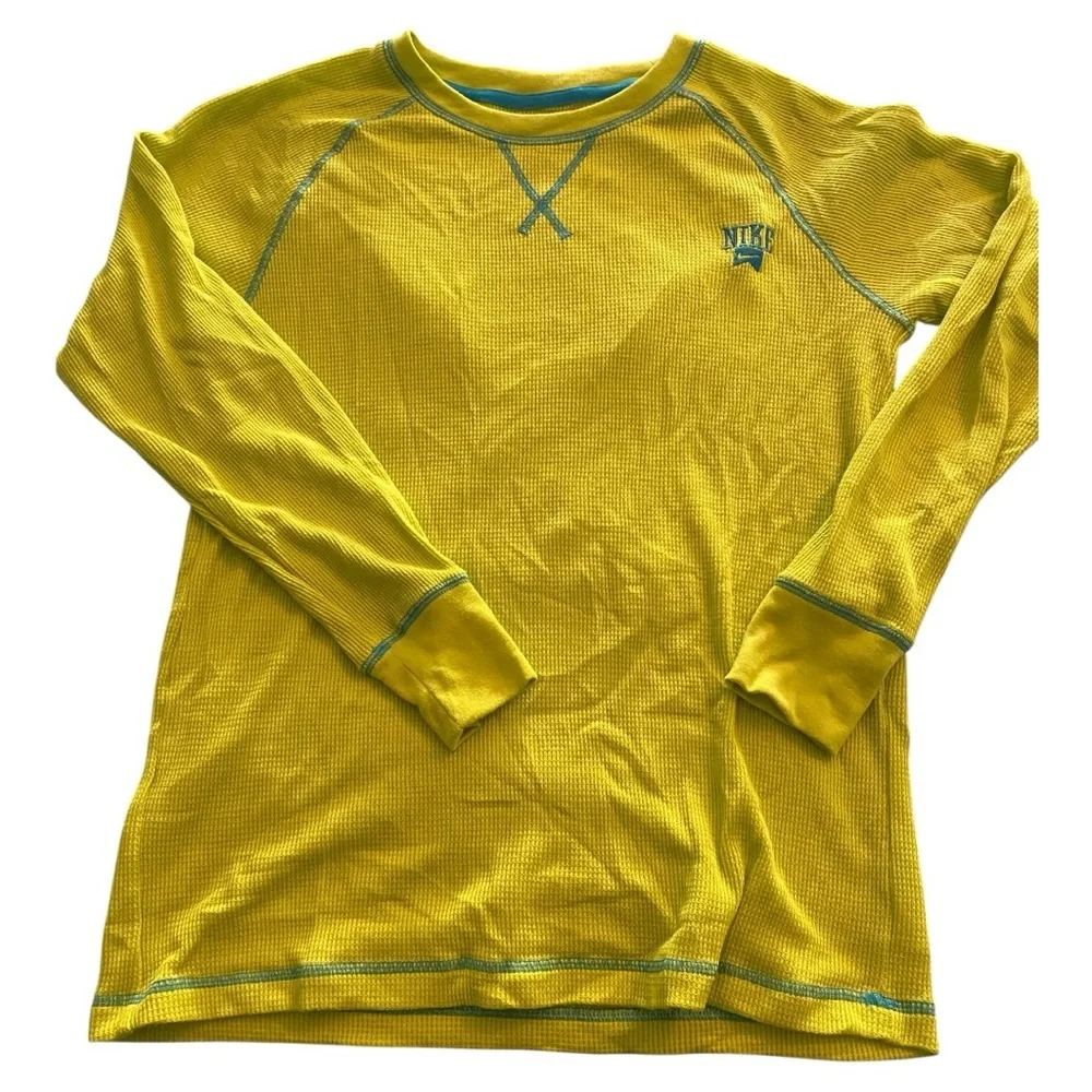 Nike Kids Yellow Long Sleeve Tee with Blue Accents